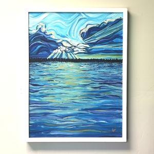 God's Rays. Original framed acrylic on canvas painting. Signed and dated 2018